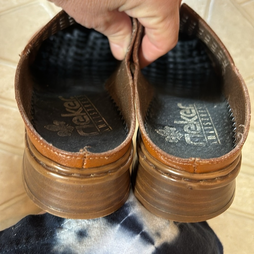 Vintage Rieker mocha brown woven leather clogs/slides 5.5 - Picture 6 of 8